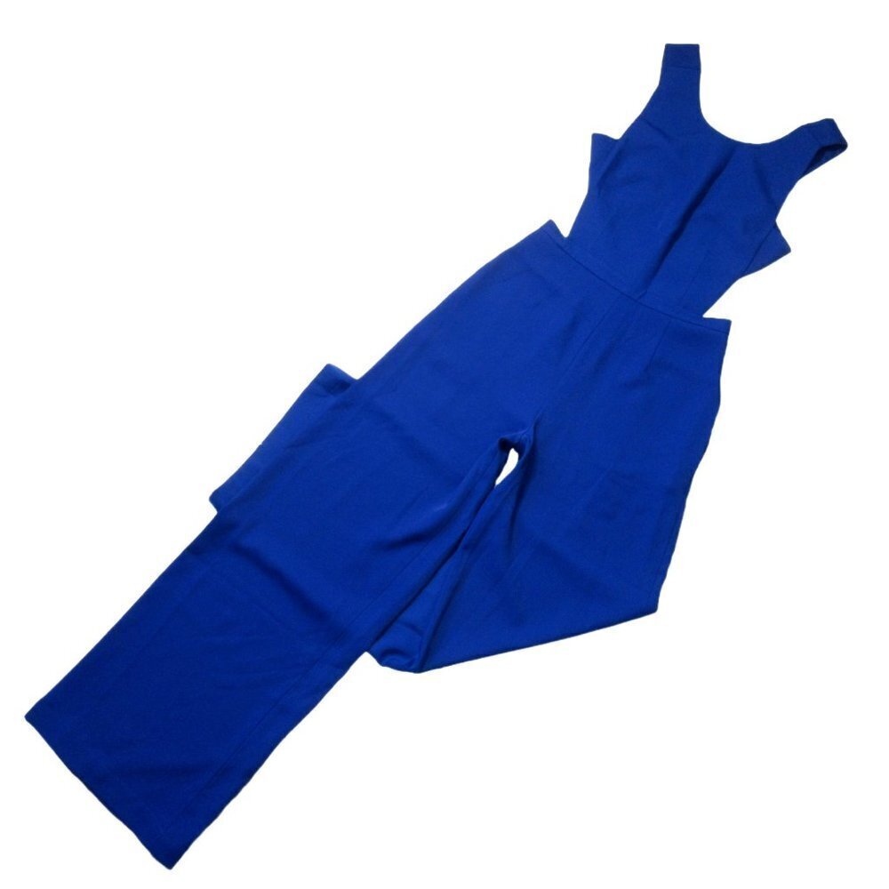 NWT BCBG MaxAzria Rossana in Royal Blue Satin Wide Leg Cutout Jumpsuit 0 x 32 - Picture 6 of 14